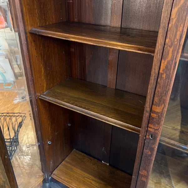 Antique Tiger Oak Cabinet 57"T x 44" W x 13" D IN STORE PICK UP