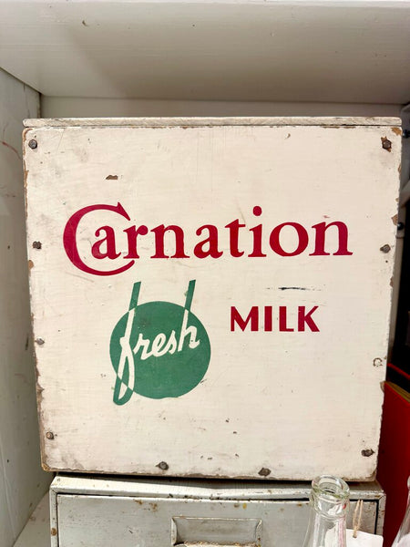 JFV ~ Rare Vintage Wood Carnation Milk delivery box