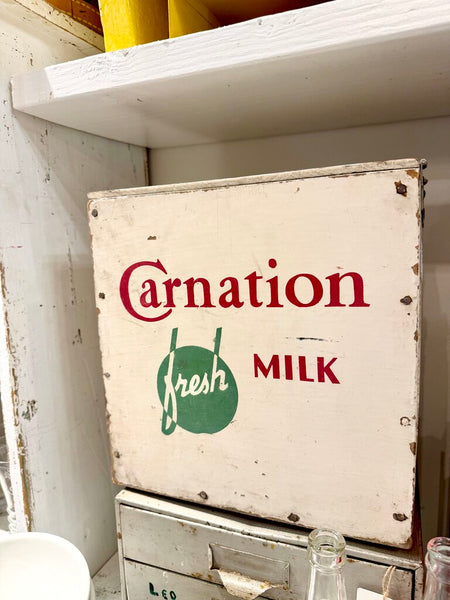 JFV ~ Rare Vintage Wood Carnation Milk delivery box