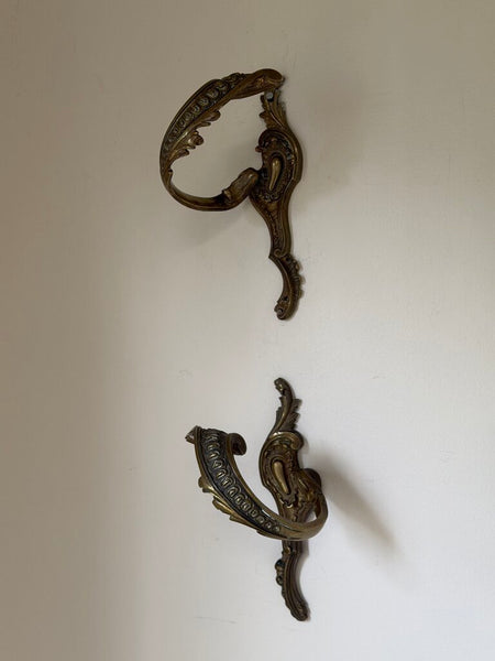 1553 Antique French Pair of Bronze Curtain Tie Backs