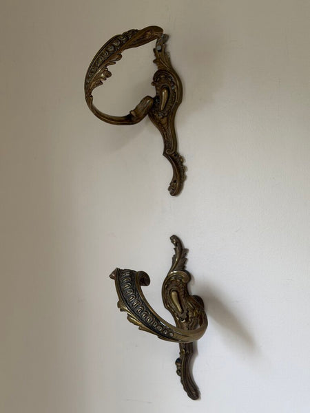 1553 Antique French Pair of Bronze Curtain Tie Backs