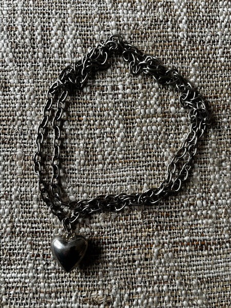 Vintage Silver Toned Bubble Heart Necklace
