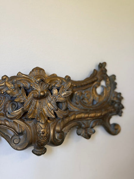 1558 Antique French Salvage Gilded Metal Pediment