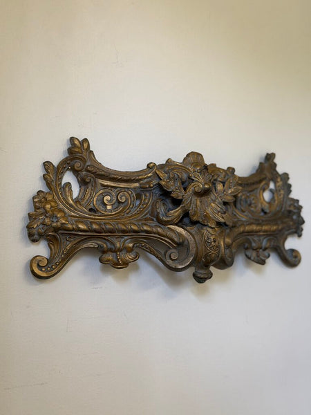 1558 Antique French Salvage Gilded Metal Pediment