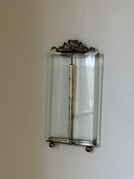 2569 Antique French Glass Bow Frame marked "Depose" (as-is)