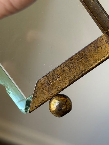 2569 Antique French Glass Bow Frame marked "Depose" (as-is)