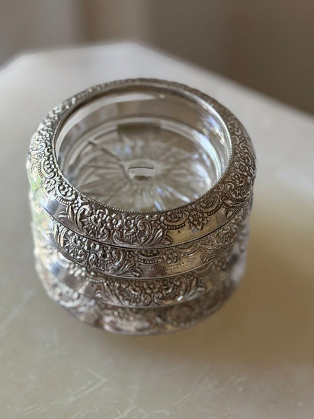 1559 Frank Whiting Sterling Silver Coasters (4)