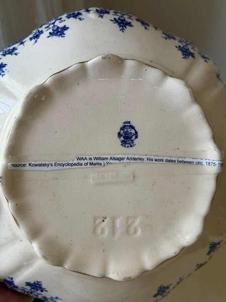 1560 Antique English William Alsager Adderley Blue/Beige Gilded Dish