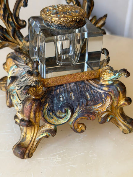 1566 Antique French Gilded Chair Inkwell