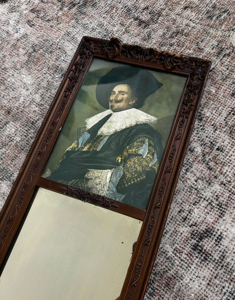 Vintage Laughing Cavalier Column Mirror (as found)