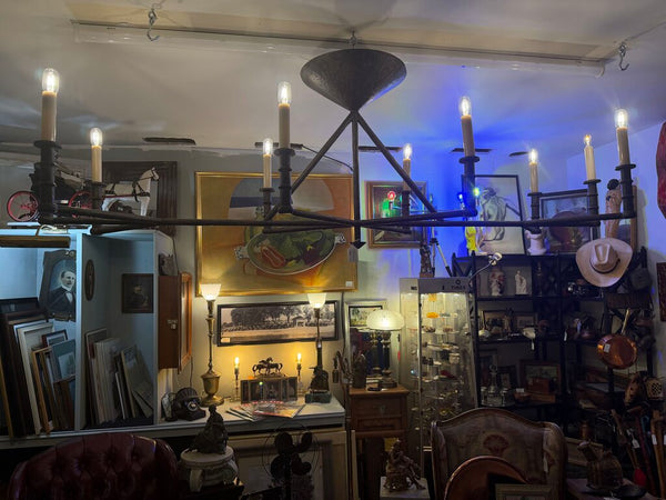 Tom Corbin Designed Bronze 10 Light Chandelier 8ft X 4ft X 2ft