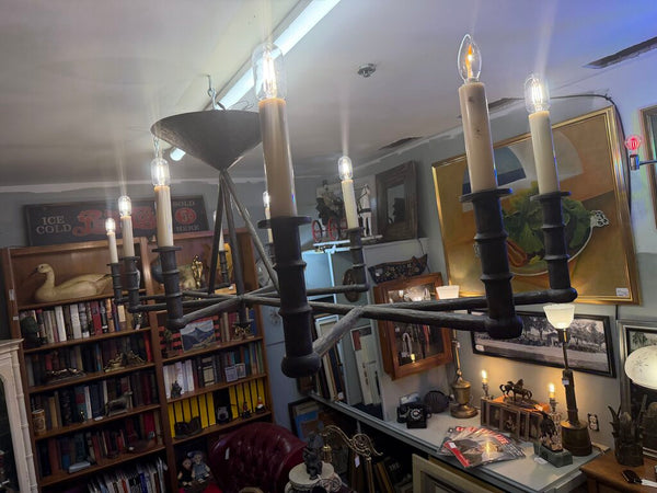 Tom Corbin Designed Bronze 10 Light Chandelier 8ft X 4ft X 2ft