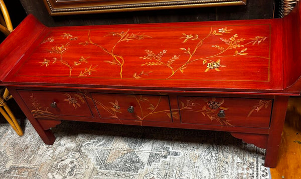 Chinese Meditation Bench with Drawers and Wing Top