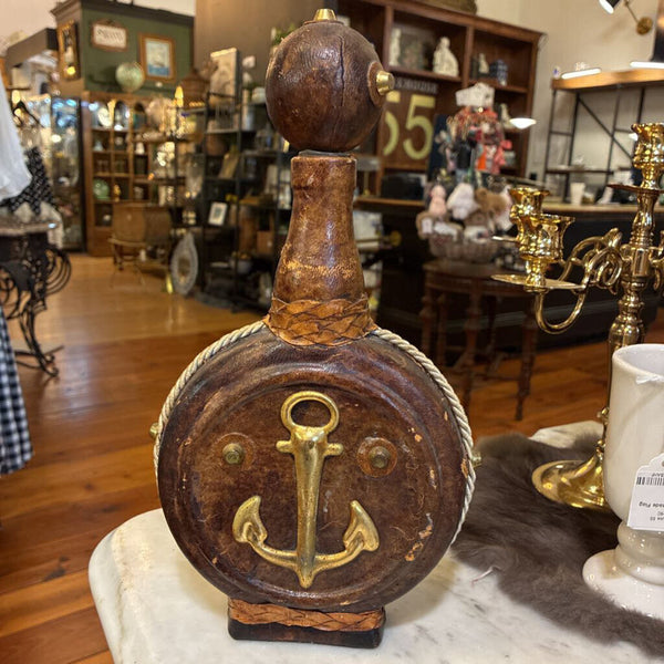 Vintage Nautical Theme Leather Wrapped Decanter