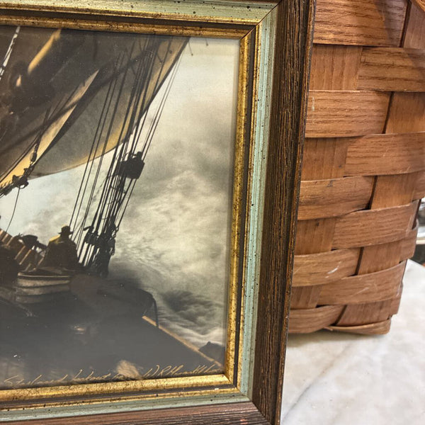 Vintage Framed "Starboard Lookout" Nova Scotia Photographer Wallace MacAskill Art 7" x 9"