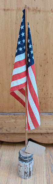Antique 48 Star Cloth Flag Mounted 28" (Flag 9x13) - FIRM