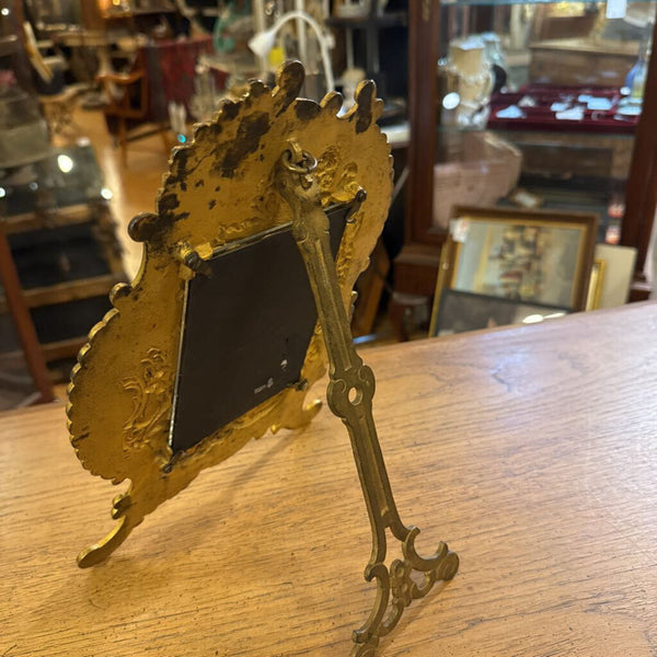 Antique Victorian, national brass and iron Works Ornate teal picture frame