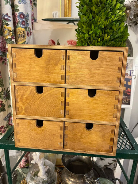 Six drawer wood chest dovetail drawers 11 1/4 in x 11 1/4 in