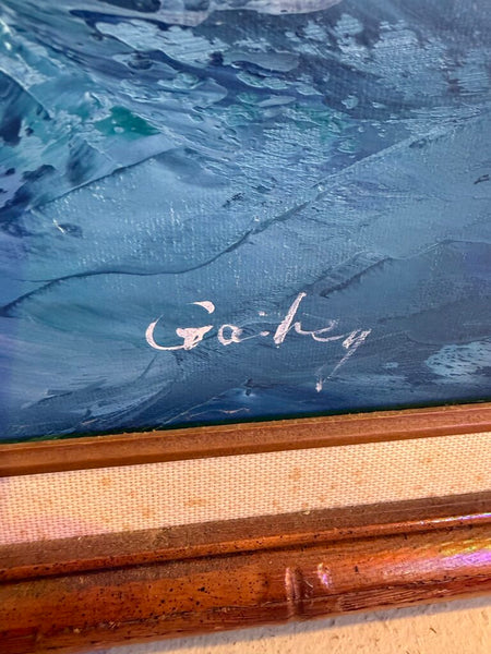 Vintage Oil on Canvas Schooner at Sea, 24"X 20"
