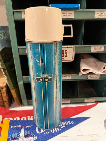 JFV ~ vintage Blue thermos ~ as is