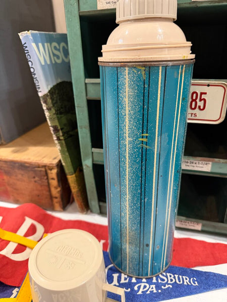 JFV ~ vintage Blue thermos ~ as is