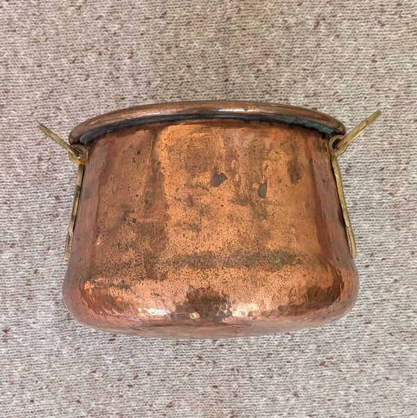 Antique Copper w/Brass Handles Cauldron 12x9