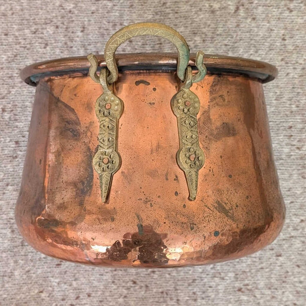 Antique Copper w/Brass Handles Cauldron 12x9