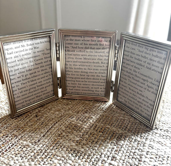 Trifold Silver Metal Picture Frame 2x3