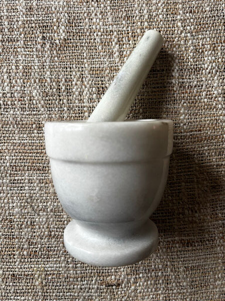 Vintage White Marble Mortar and Pestle Set