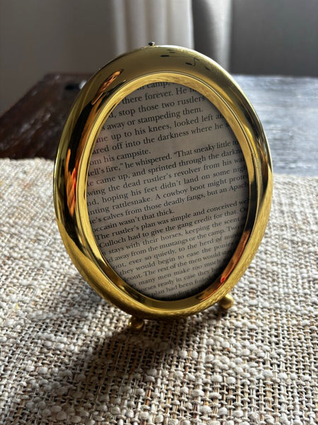 Vintage Brass Footed Oval Picture Frame 3X4.5