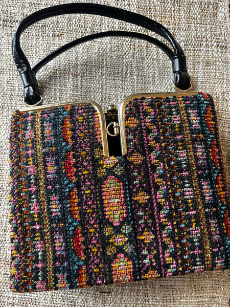 1960's Striped Tapestry Carpet Purse