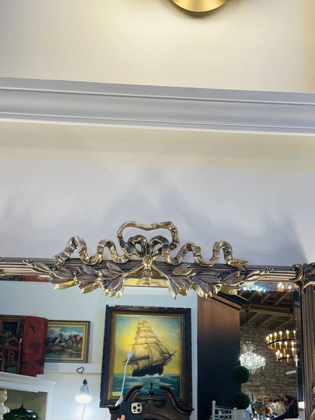 Vintage Carvers Guild Mirror beveled with bow silvertone 25 1/2 in wide x 40 1/2 in high IN STORE PICK UP ONLY