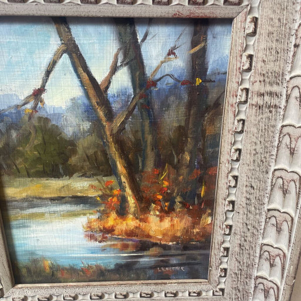 Moxie - Tree By Stream Painting on Board 13 x 15