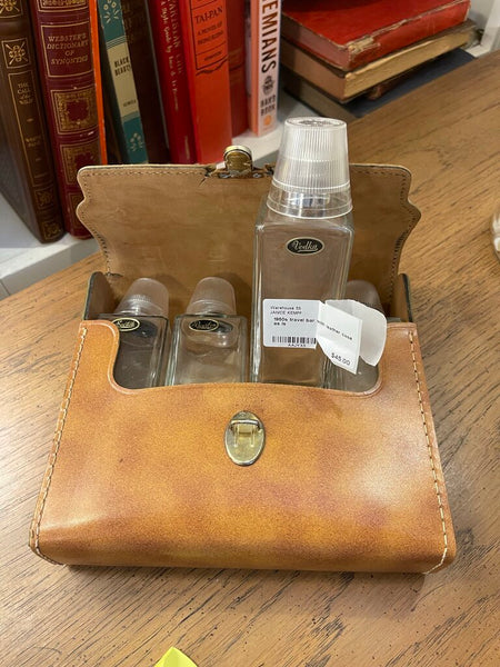 1950s travel bar with leather case as is