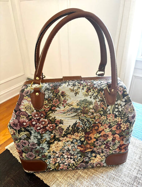 Vintage Floral Tapestry Mary Poppins Travel Bag