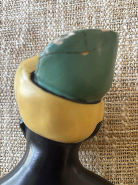 Vintage MCM Chalk-ware Exotic Woman and Man Bookends