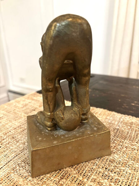 Vintage Brass Funny Man Bowling Bookend/Doorstop