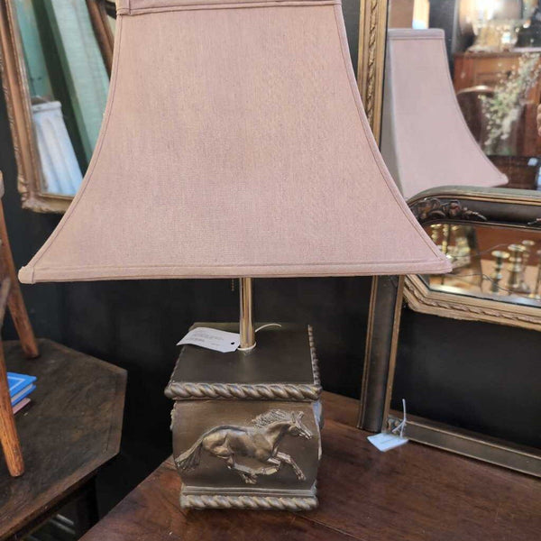 Unique Traditional style Bronze Horse Table Lamp with Shade. 30 in. IN STORE PICK UP