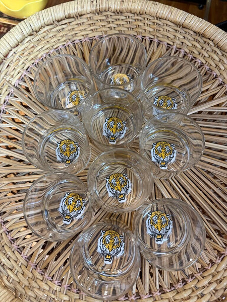 Set of Ten Painted Tiger Glasses W2288