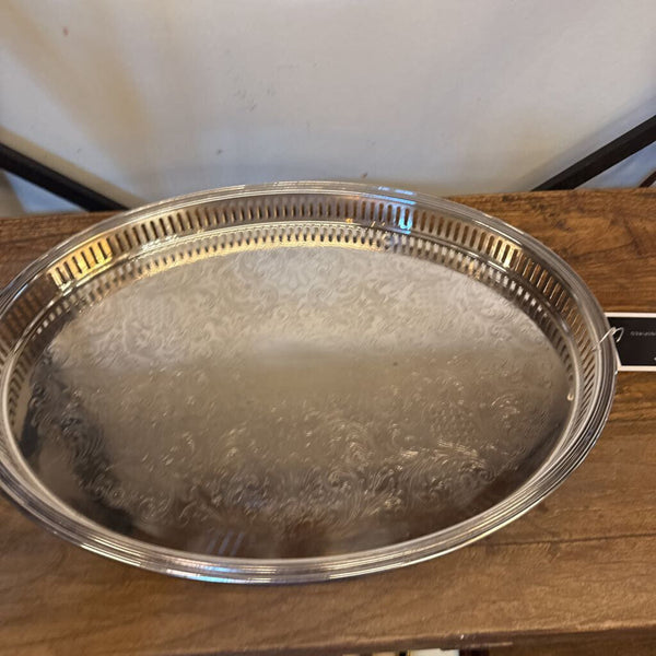 OVAL SILVER FOOTED TRAY 16X12