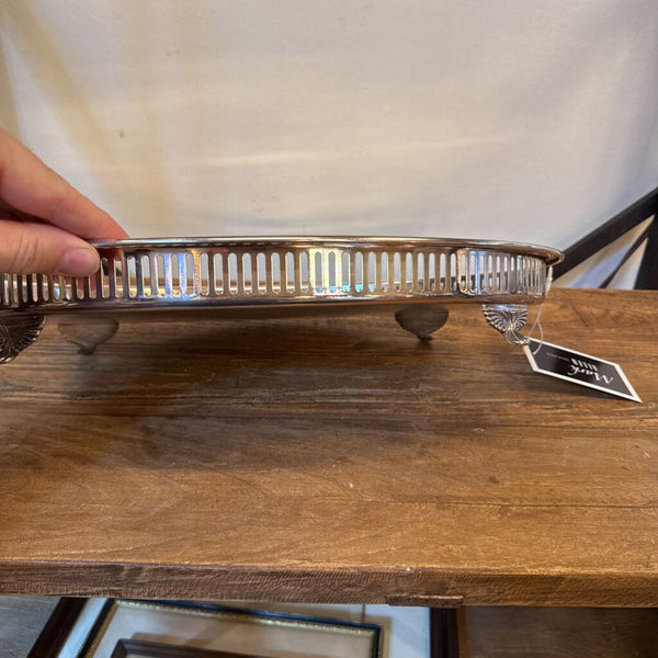 OVAL SILVER FOOTED TRAY 16X12