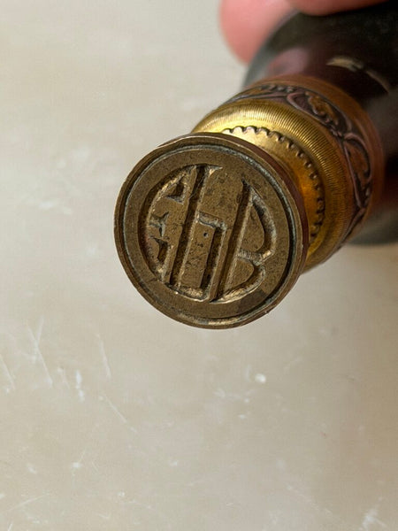 2589 Antique French Marble & Bronze Wax Seal [EhB?]