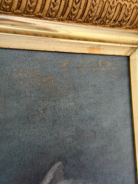 1594 Antique Peony Painting On Canvas (double sided veggies on back)