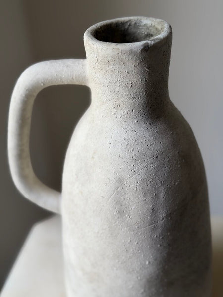 1598 Beige Pottery Jug w/ Handle