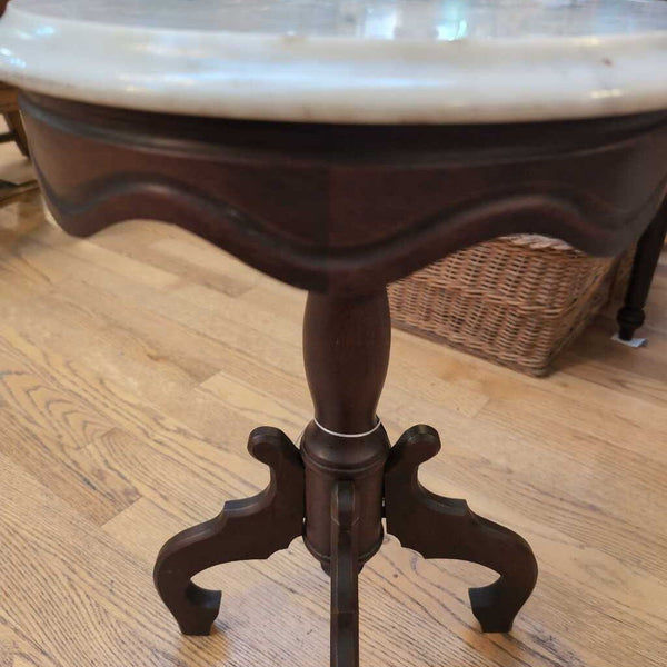 Pretty Italian Made Victorian Walnut Small Table with Marble Top 24x12