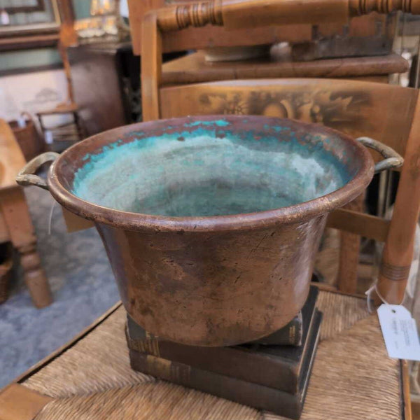 Antique Copper Pot with Brass Handles and Great Patina