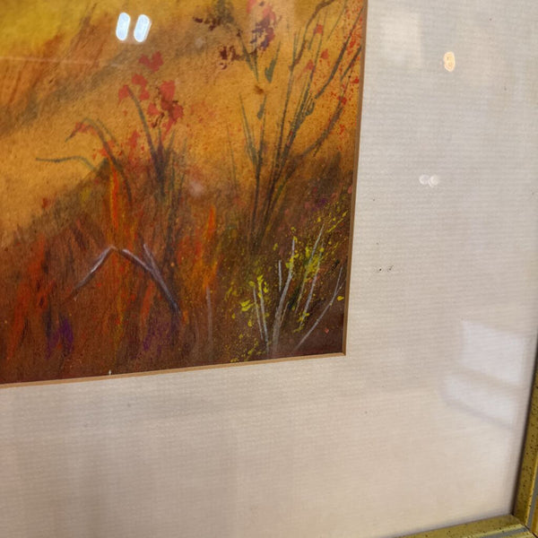 Original watercolor painting autumn theme signed Spann 29.5” x 25.5” ( in store pick up only)