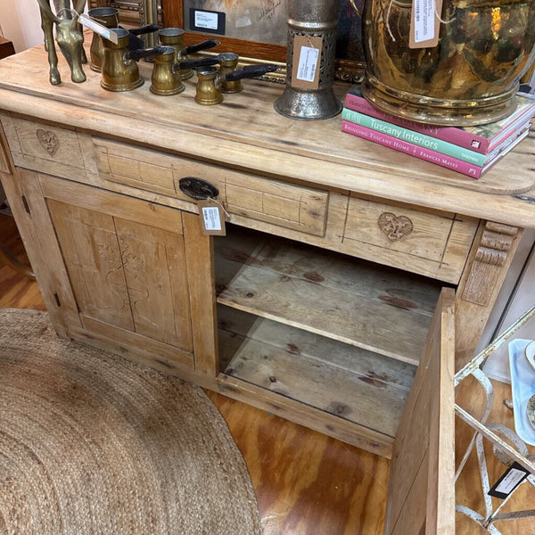 Antique Scandinavian Bleached Pine Folk Art Sideboard 49x18x32 STORE PU ONLY