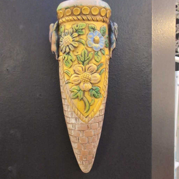 Pretty Antique Wall Pocket from 1920's made in Japan. Hand Painted 10 in