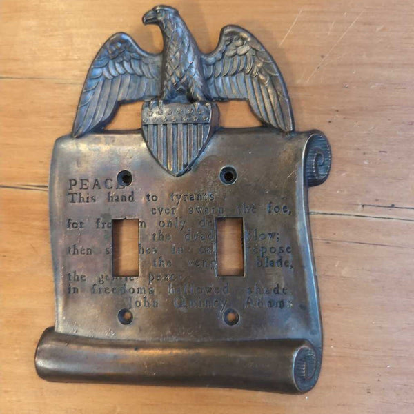 Vintage Brass Wall Switch Plate with Eagle 7x6